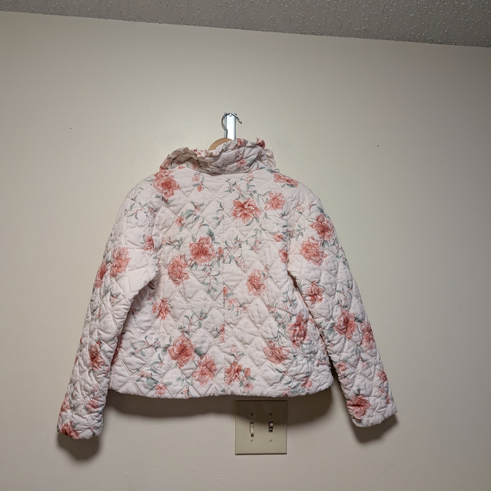 Storia Women’s Large Floral Quilted Jacket Pink Ivory - Picture 2 of 5